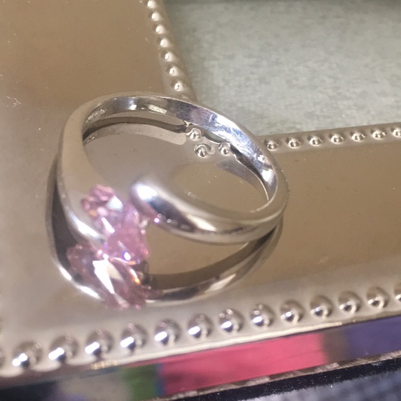 Pink Sapphire heart Ring Size 10 - Picture 4 of 6